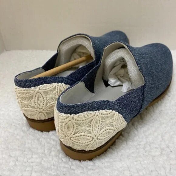 NIB Lori Goldstein Women's Loafer Flat Shoes Blue Denim & Ivory Lace Size 6 M - Picture 5 of 9